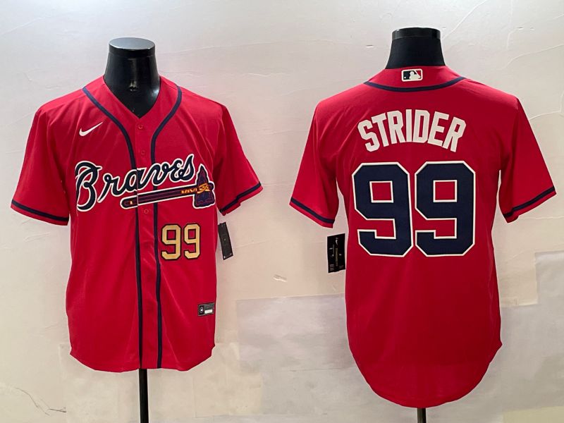 Men Atlanta Braves #99 Strider Red Game 2025 Nike MLB Jersey style 4